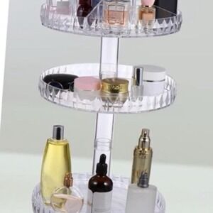 Acrylic 3 Tier Spinning Makeup Vanity Organizer Clear Rotating Storage Display